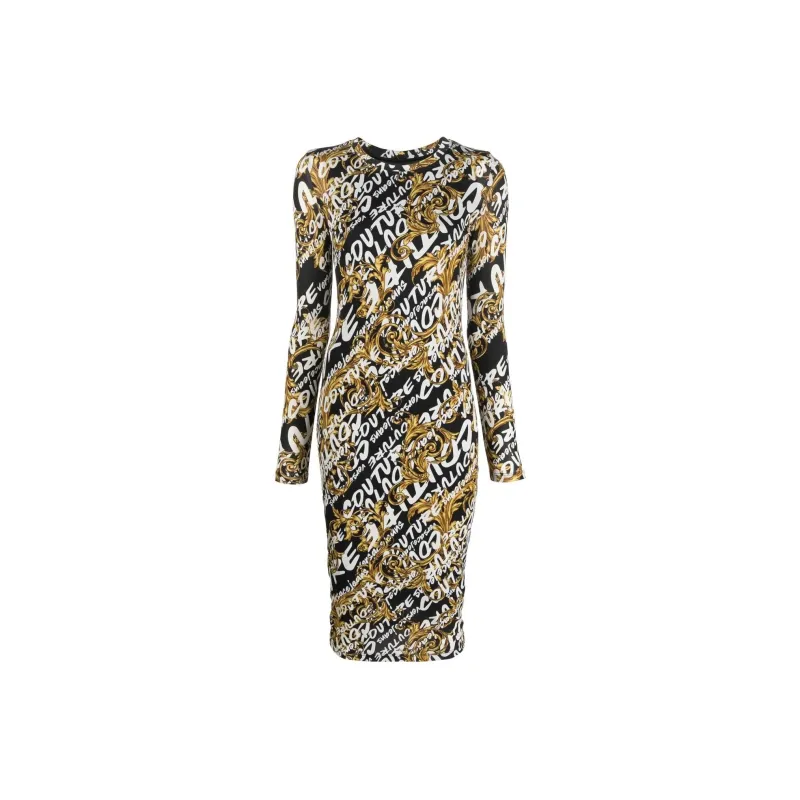 VERSACE Jeans Couture Barocco Logo print Midi Dress-0