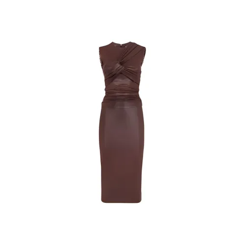 FENDI X Skims Leather Dress Umber