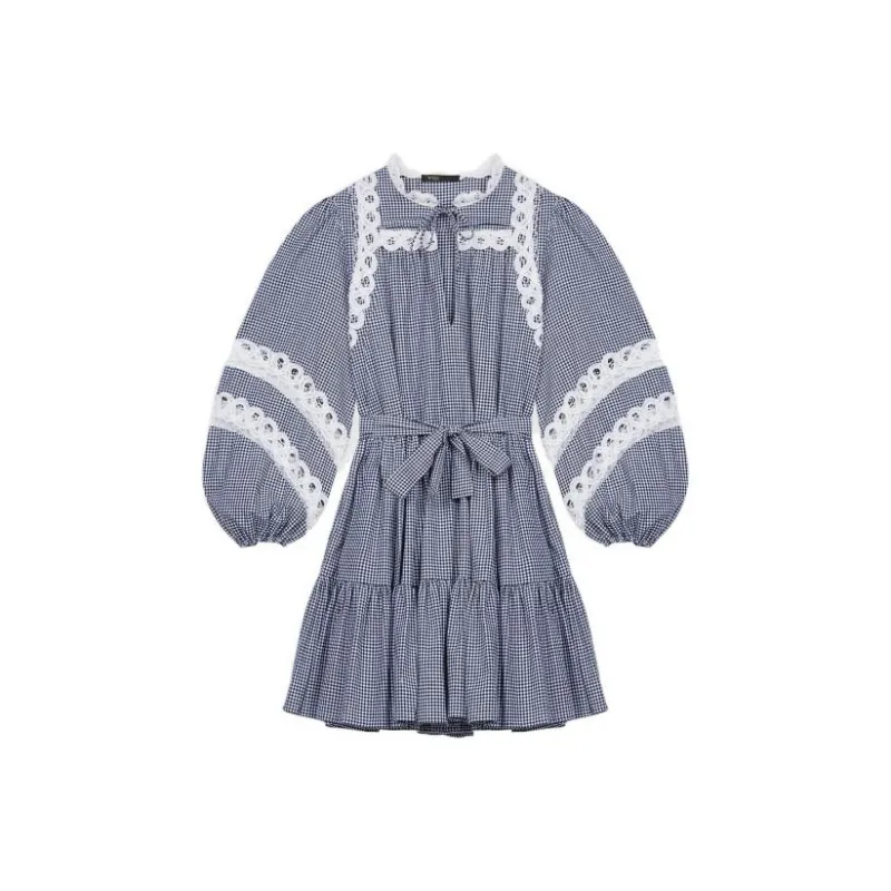 Maje Long Sleeved Dresses Women's Blue With White Lettering-0