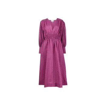 GANNI Check-pattern Long-sleeve Dress