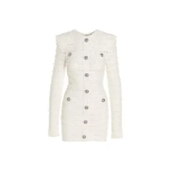 BALMAIN Long Sleeved Dress Women's White