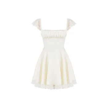 HOUSE OF CB KAIA Short Sleeved Dress Women's IVORY/Ivory White