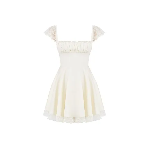 HOUSE OF CB KAIA Short Sleeved Dress Women's IVORY/Ivory White
