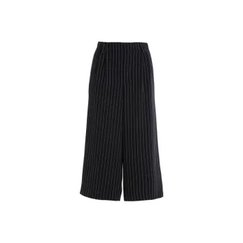 QIAOWANNI Casual Pants Women's Blue And White Stripes Pattern