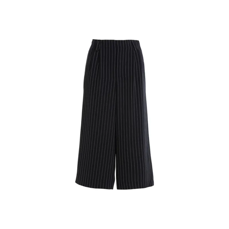 QIAOWANNI Casual Pants Women's Blue And White Stripes Pattern-0