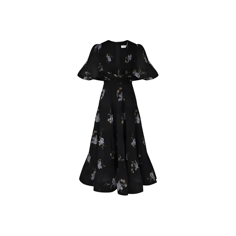 Zimmermann Floral Printed Pleated Midi Dress-0