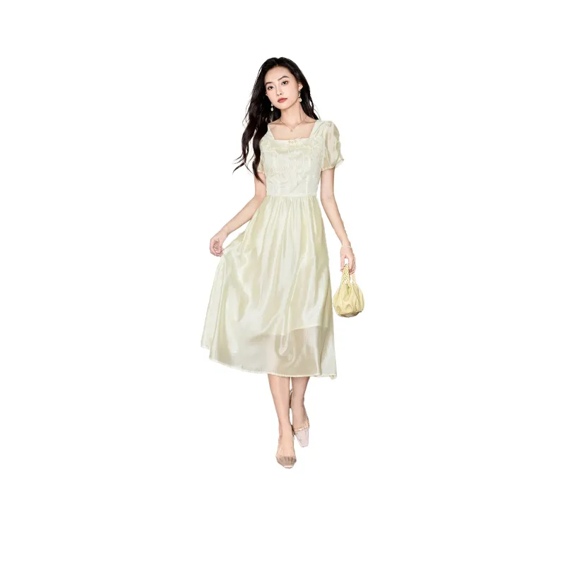 SMEN Short Sleeved Dresses Women's Beige-0