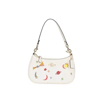 COACH Teri Leather Shoulder Bag Crossbody Bag Handbag Medium Size Women's Chalk Multicolor