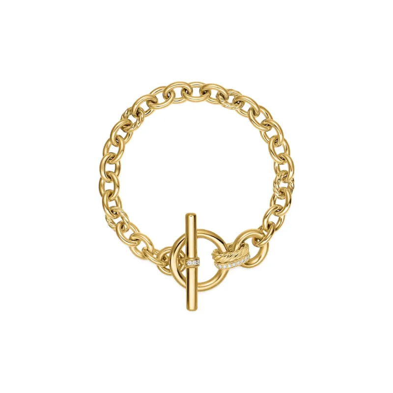 David Yurman 18K Yellow Gold Dy Mercer® Toggle Chain Diamond Bracelet-1