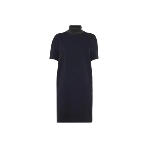 Brunello Cucinelli Monili Detailed High Neck Mini Dress