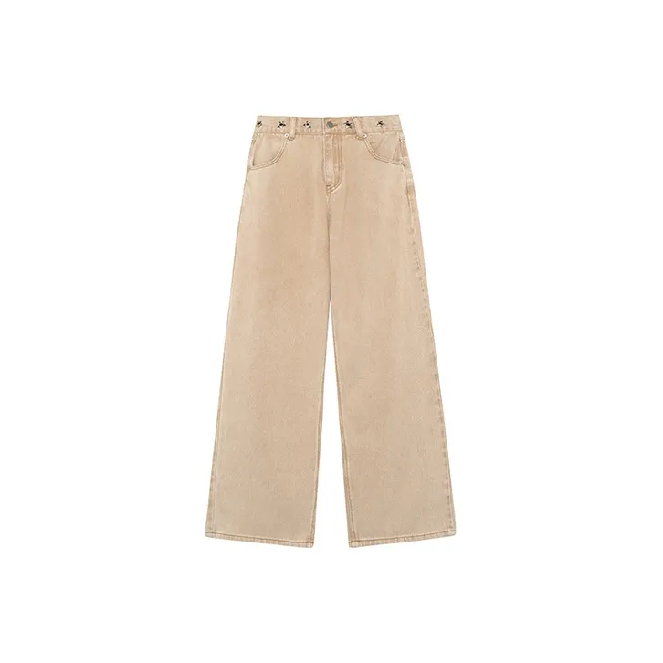 BETWEENAND Straight Jeans Women's Warm Yellow Brown-0