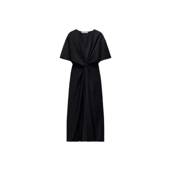 ZARA ZW Series Short-Sleeved Dresses Women's Dark Blue