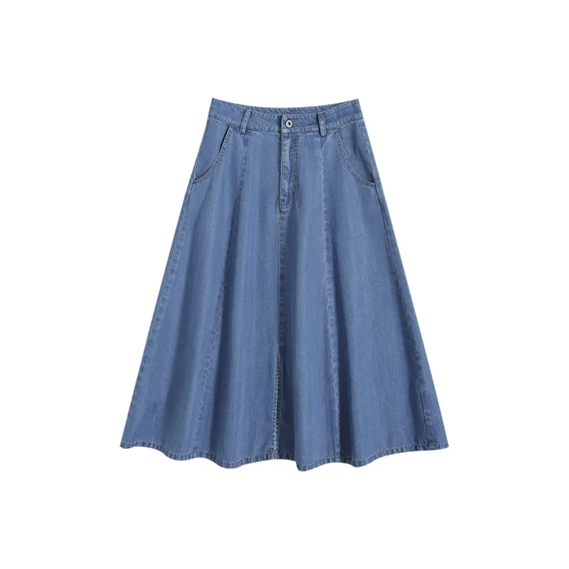 YALIDA Denim Long Skirt Women's Blue-0