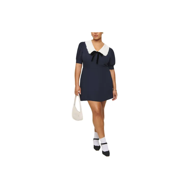 REFORMATION Kaylia Dress Es Short-Sleeved Dresses Women's Midnight Blue-0
