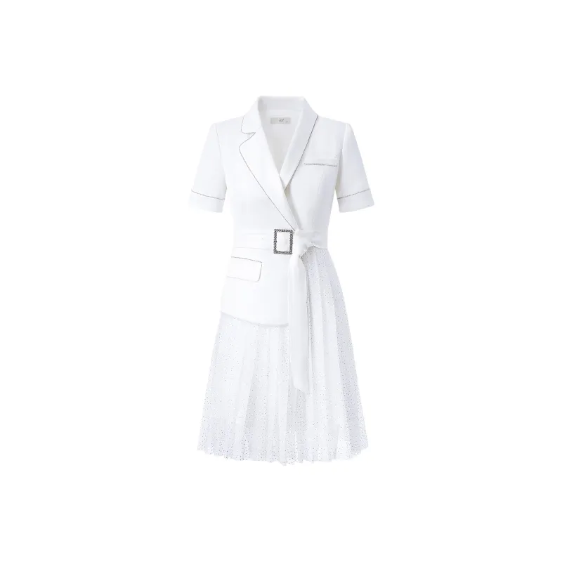 AUI Short Sleeved Dress Women's White-0