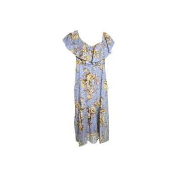 REFORMATION Baela Linen Dress Short-Sleeved Dresses Women's Blue