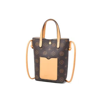 AOKANG PVC Cell Phone Pouch Handbag Shoulder Bag, Crossbody Bag, Handbag Mini Women's Coffee/Ecru