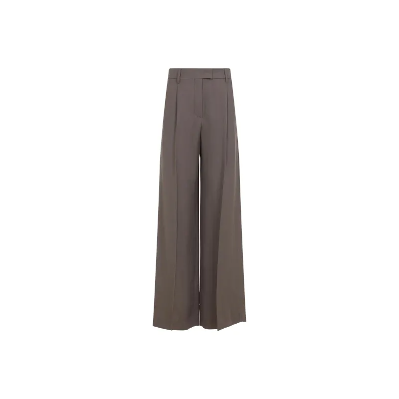 Brunello Cucinelli Fluid Twill Loose Pleated Trousers-0
