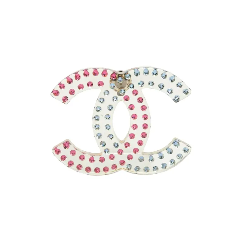 CHANEL 2018 Large Resin Cc Crystal Transparent Brooch Costume Brooch-0