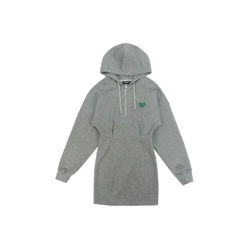 Nerdy Long-Sleeved Dresses Women's Gray