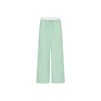 URBAN REVIVO Casual Pants Women's Green Stripes