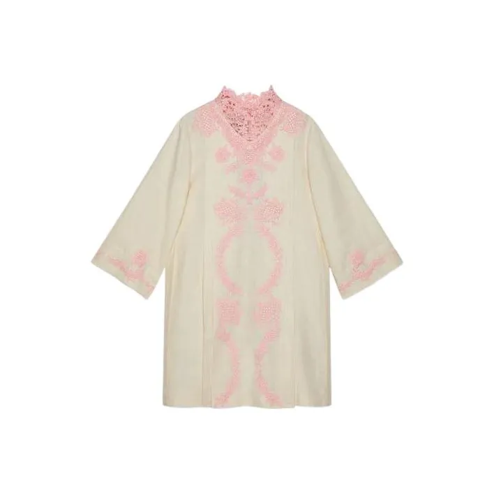 GUCCI Long Sleeved Dress Women's Beige-0