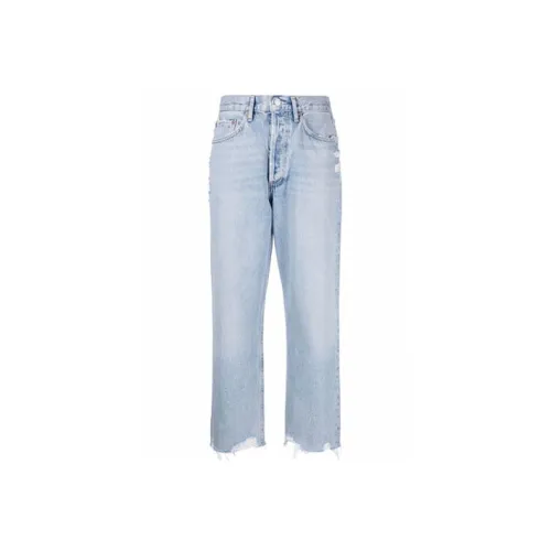 AGOLDE 90's Distressed Mid Rise Crop Jeans