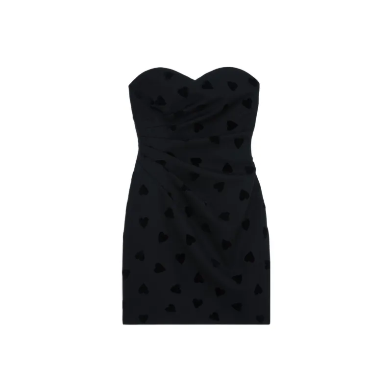 CELINE All Over Heart Patterned Strapless Dress-0