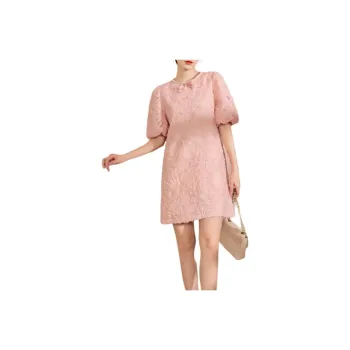 QIAOYUHUAZUN Short Sleeved Dresses Women's Pink Orange