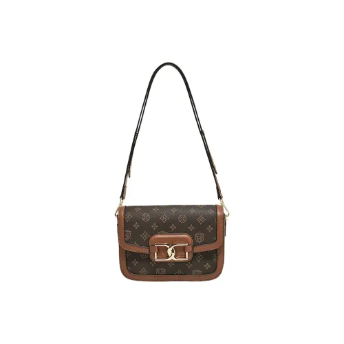 Old Man's Head Synthetic Leather Shoulder Bag, Crossbody Bag Women's Coffee/White