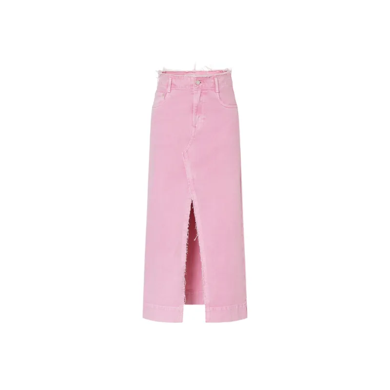 MOCO Denim Long Skirts Women's Rose Red-0