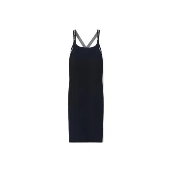 Alexander Wang Bodycon Logo Jacquard Trims Tank Dress Black