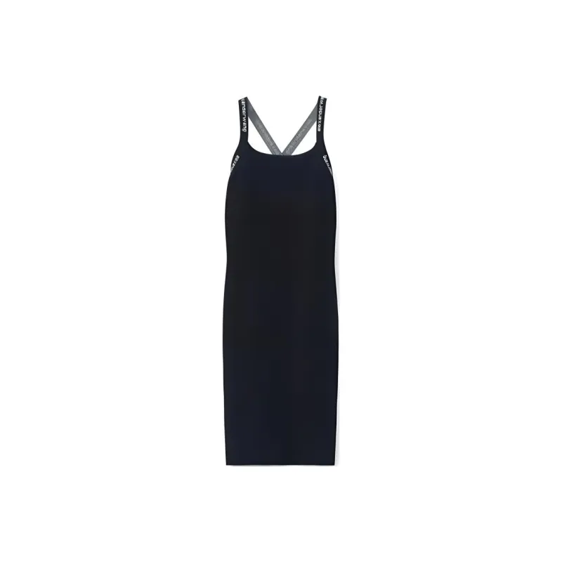 T By Alexander Wang Bodycon Logo Jacquard Trims Tank Dress Black-0
