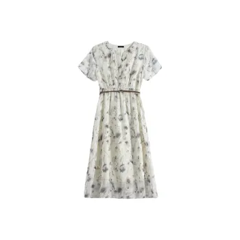 CPAURA Short-Sleeved Dresses Women's Pear Blossom White