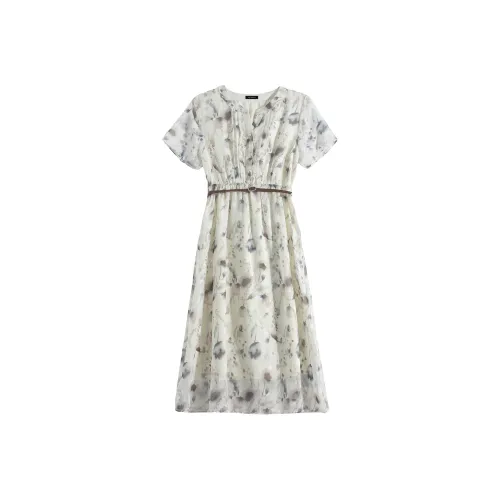 CPAURA Short-Sleeved Dresses Women's Pear Blossom White