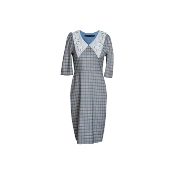 ROEYSHOUSE Short Sleeved Dresses Women's Plaid