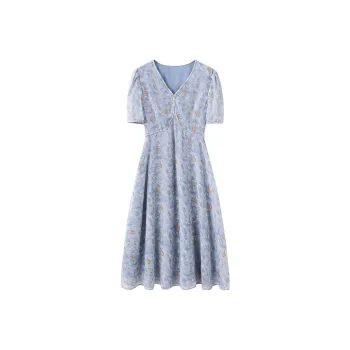 EIDOLON GRAIN Short Sleeved Dress Women's Blue