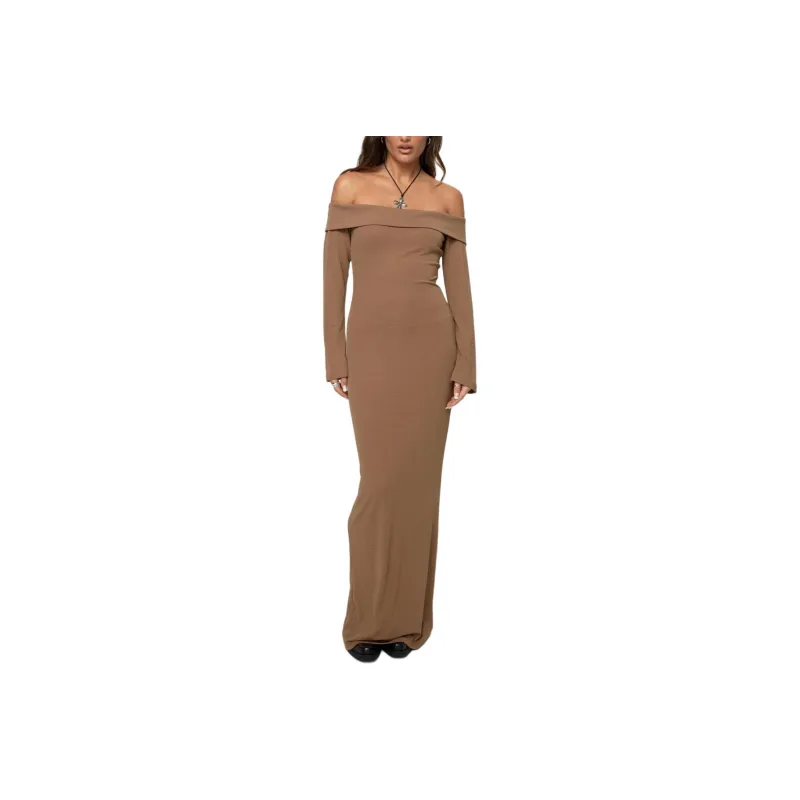 PRINCESS POLLY MAIDA MAXI DRESS Long-Sleeved Dresses Women's LIGHT BROWN/Light Brown-0