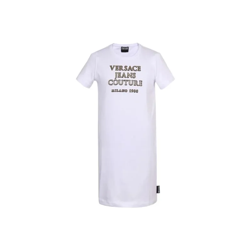 VERSACE JEANS COUTURE Short Sleeved Dresses Women's White-0