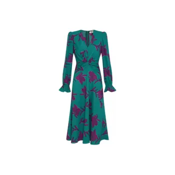 DVF Diane Von Furstenberg Long Sleeved Dress Women's Ink Blue