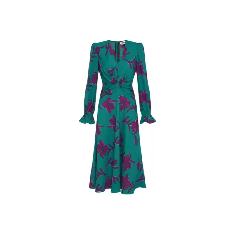 DVF Diane Von Furstenberg Long Sleeved Dress Women's Ink Blue-0