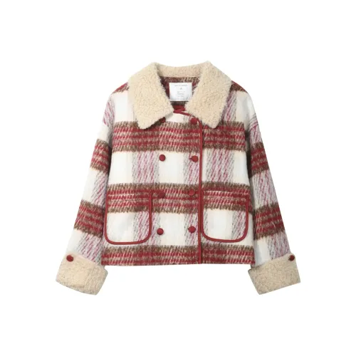 MISHOW Puffer Jacket Women's Vintage Red Plaid
