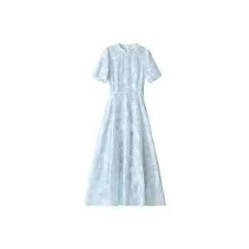 Wbwq Short Sleeved Dress Women's Light Blue