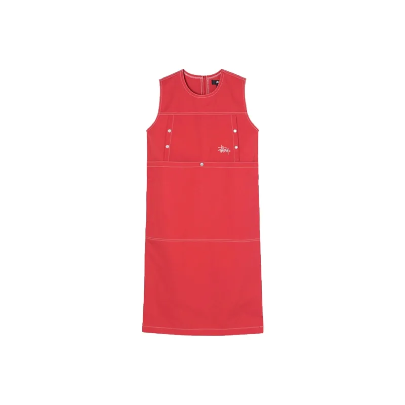 Stussy Sleeveless Dresses Women's Red-0
