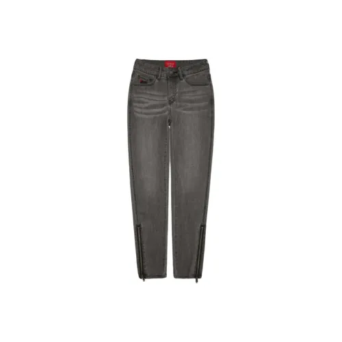 GUESS YUEQI QI Co branded Model Jeans Women's Smoke Gray