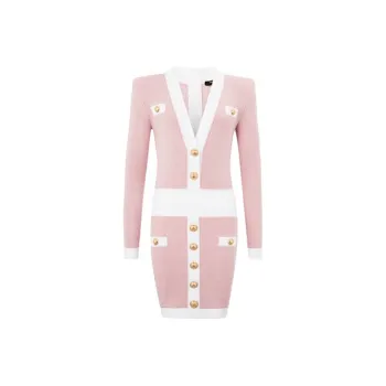 BALMAIN Long Sleeved Dresses Women's Pink