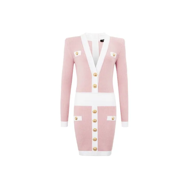 BALMAIN Long Sleeved Dresses Women's Pink-0