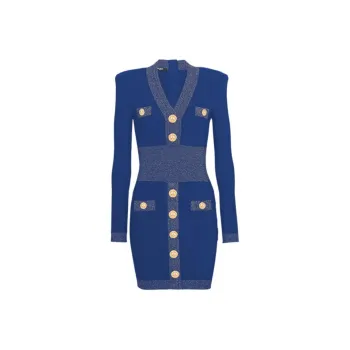 BALMAIN Long-Sleeved Dresses Women's Blue