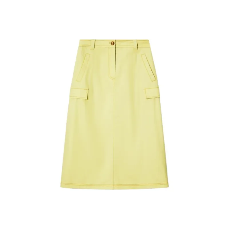 PSALTER Denim Long Skirt Women's Lime Yellow-0