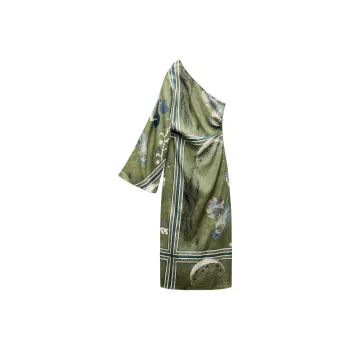 ZARA ZW Series Long Sleeved Dresses Women's Green